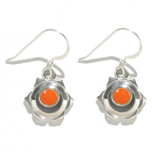 SacrChakra Earrings, Sterling Silver with Orange Enamel