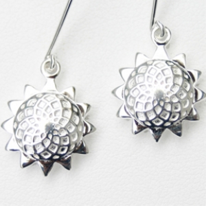 Aromatherapy Jewelry - Sunflower Earrings, sterling silver