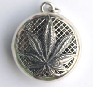 Aromatherapy Jewelry - Scent Chamber Hemp Leaf, sterling silver