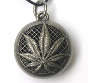 Aromatherapy Jewelry - Scent Chamber Hemp Leaf, alloy