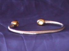 Silver Braided Gold Ball Tesla Energy Energized Magnetic Bracelet